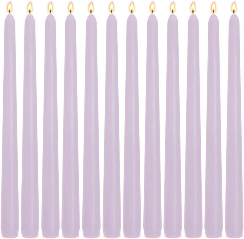 Sihuida 12-Pack Light-Purple Taper Candles, 10 Inch Unscented Dripless Candlesticks, Long-Lasting Burn Time of 7-8 Hours, Perfect for Home Décor, Weddings, and Events - Image 1